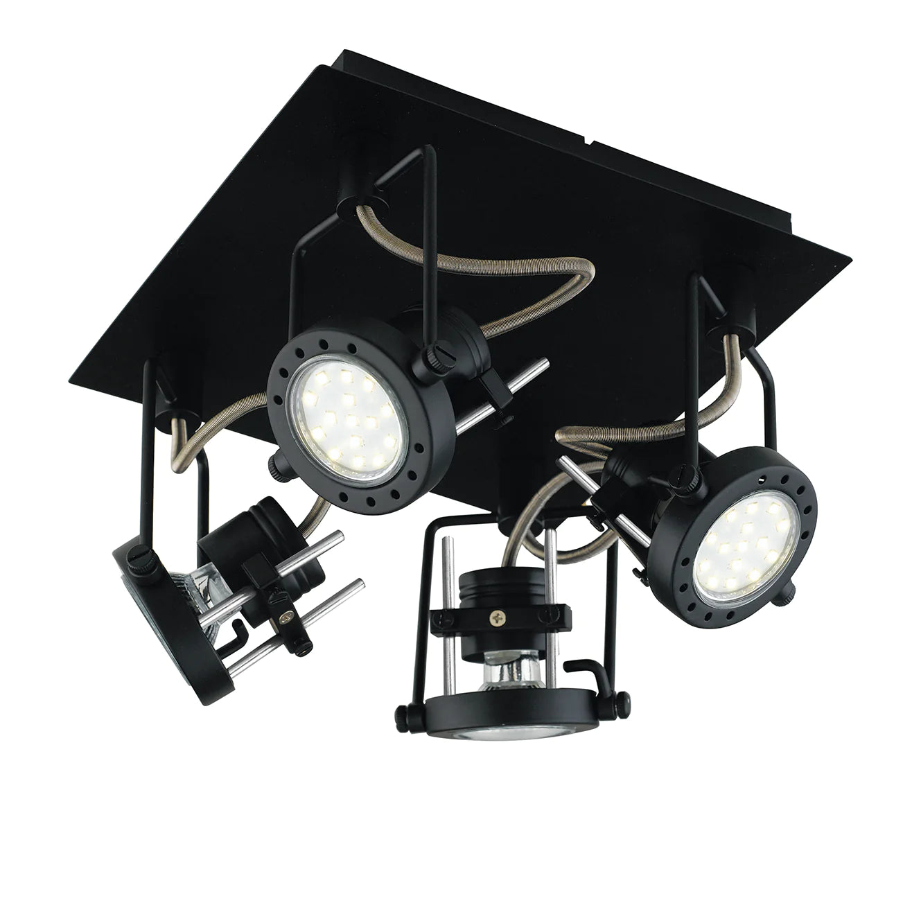 Spot in metallo con punti luce orientabili in bianco , nero e nikel spazzolato lampade GU10 non incluse