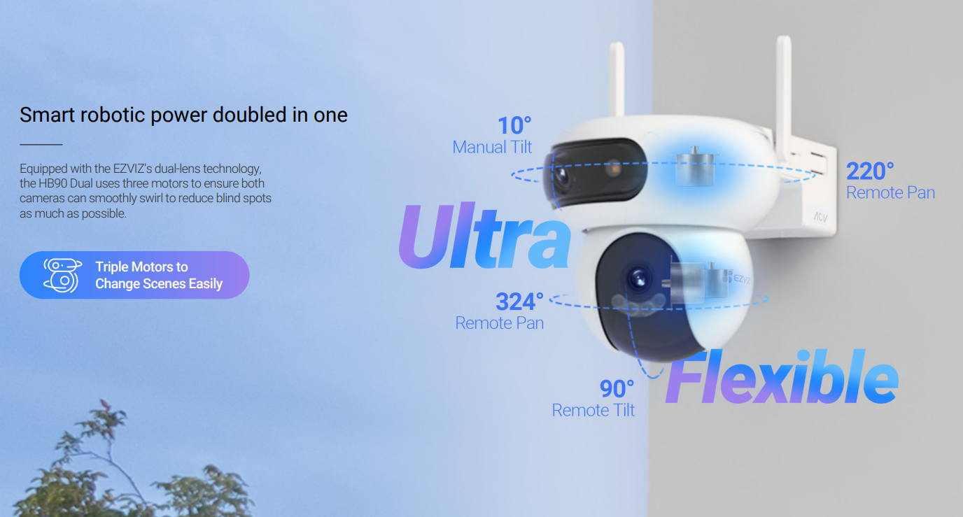 Ezviz Telecamera Wi-Fi a Doppio Obiettivo con registrazione continua e pannello solare da 8 W - HB90/SP