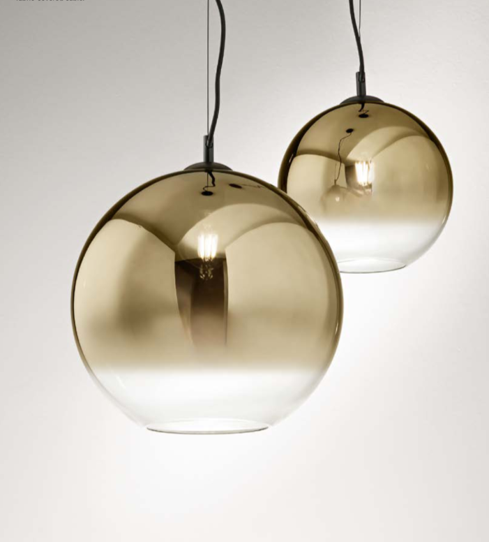Sospensione sfera in vetro sfumato rame-oro struttura metallo nero 1XE27 non incl. d.40cm MARTE-S40