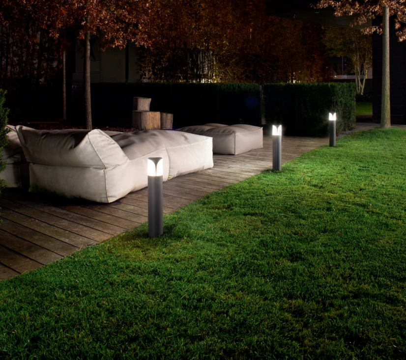 GEALUCE Palo da giardino in alluminio bianco-grigio-antracite-marrone diffusore policarbonato IP44 1XE27 non incl.