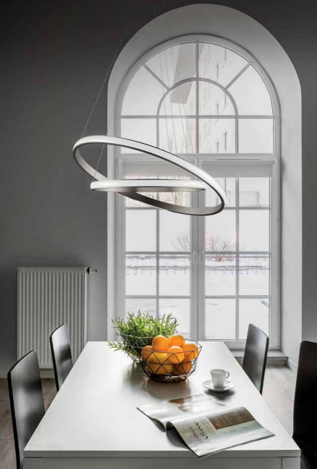 GEALUCE Montatura in alluminio satinato bianco-oro-titanio. Diffusore in silicone bianco opale. LED IOLE S/2