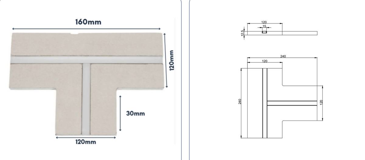 Raccordo a T per Profilo LED INVISILINE Integrato nel Cartongesso Bianco | INTEC