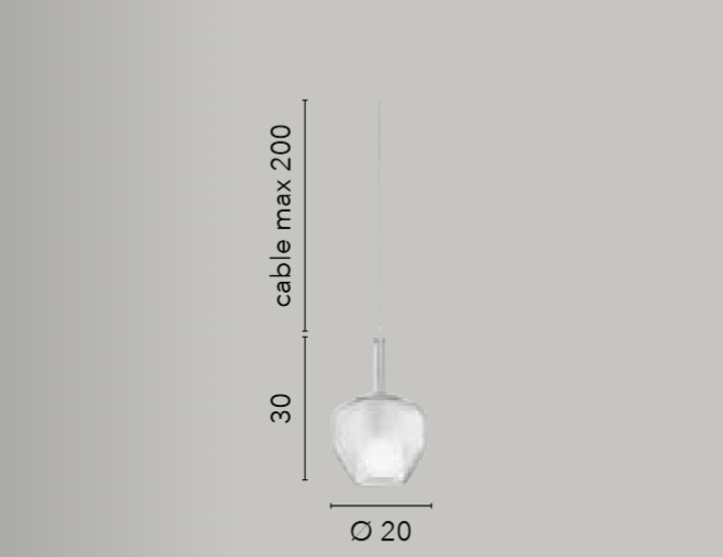 Sospensione componibile vetro soffiato D.20cm 1XE27 non incl. Pirex