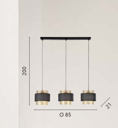 Metalowa lampa wisząca i dyfuzory czarno-złote różne rozmiary LOUNGE