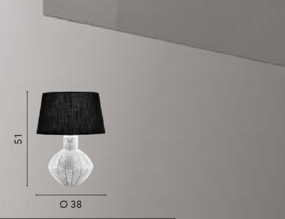 Lampa ceramiczna z geometrycznym wzorem czarno-białym, czarny klosz, 1xE27 bez żarówki, AZTEC