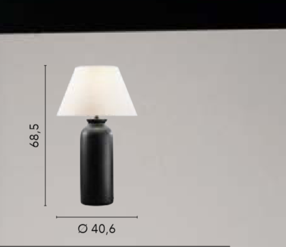 Lampa ceramiczna w kolorze ciemnobrązowym z białym abażurem 1xE27 bez żarówki. MADIBA