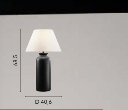 Lampa ceramiczna w kolorze ciemnobrązowym z białym abażurem 1xE27 bez żarówki. MADIBA