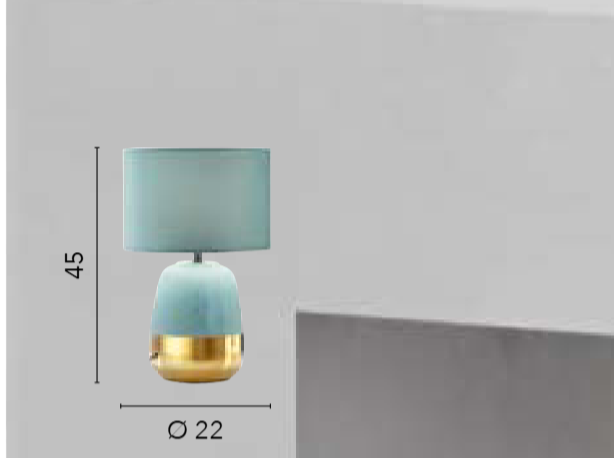 Lampa ceramiczna owalna, wypukła, z abażurem okrągłym z efektem aksamitu w kolorze pudrowego różu i zieleni pawiej, 1xE27 brak w zestawie. SIOUX