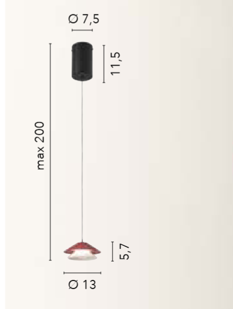 Sospensione LED con forme coniche sovrapposte in metallo varianti bianco-marrone-rosso 6W 865LM 3000°k ATREO