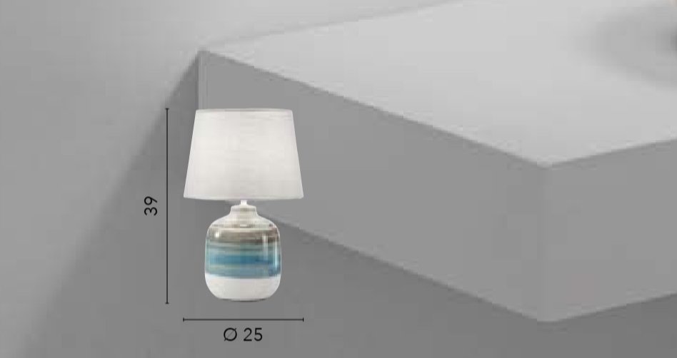 Lampa ceramiczna w odcieniach szarości i błękitu z białym kloszem z tkaniny 1xE27 brak w zestawie APACHE