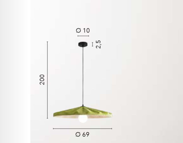 Suspensie din pâslă D.69cm, în variantele gri-albastru-verde 1xE27 nu este inclusă WIMBLEDON