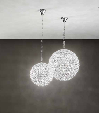 Sospensione in cristalli K9 metallo cromo D.35cm 5XG9 PLANET
