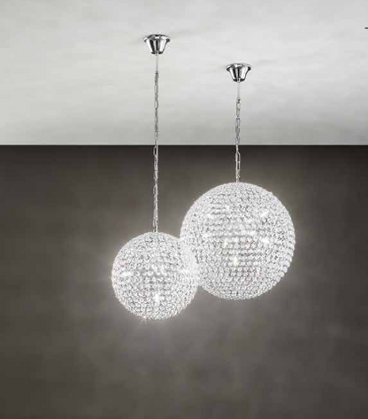 Sospensione in cristalli K9 metallo cromo D.35cm 5XG9 PLANET