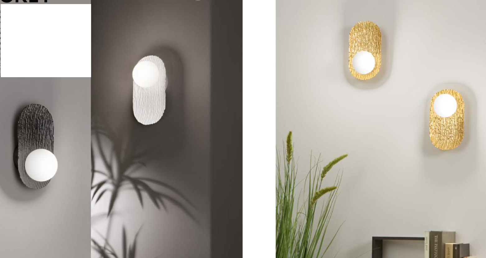 Applique LED in metallo diffusore vetro varianti nero-bianco-oro 6W 700LM 2700-3200°K HOCKEY