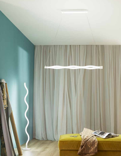 Piantana LED forma tubo in metallo bianco con diffusore in acrilico opaco 30W 4400LM luce natura 4000°k HEAVEN