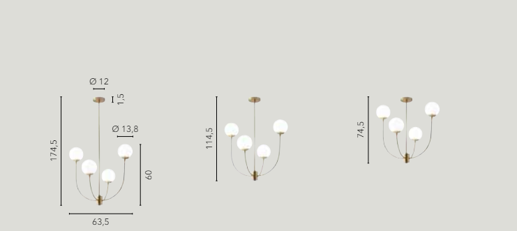 Sospensione in metallo oro satinato sfera vetro opale 4XE14 non incl. THEMYS