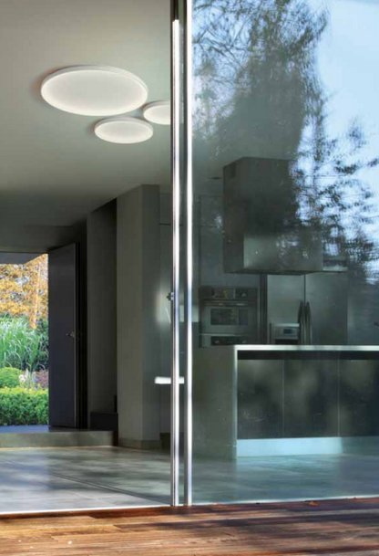 Plafoniera LED GEALUCE KRIZIA P/P – 30W 2600lm Dimmerabile | D.38 cm | Alluminio Satinato con Acrilico Opale | Bianco, Nero o Gold