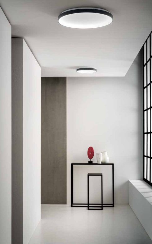 GEALUCE Plafonieră cu montură din aluminiu satinat alb-auriu-negru. Difuzor din acril alb opac. LED KRIZIA P/M D.48CM