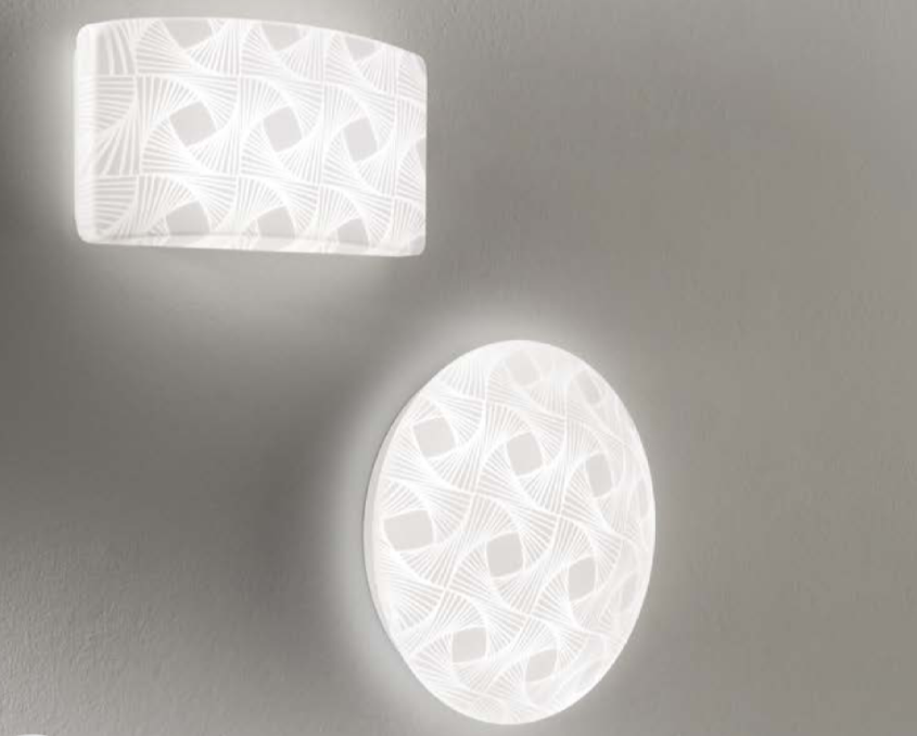 Plafoniera LED CCT diffusore acrilico bianco decorato da effetto tele varie dimensioni PENELOPE