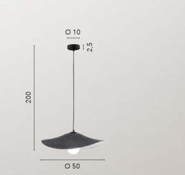 Sospensione in feltro dalle linee sinuose e fluide nero-arancione 1XE27 non incl. LENGLEN