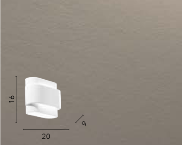 Applique in gesso squadrato con luce a biemissione 2XG9 non incl. LOOP