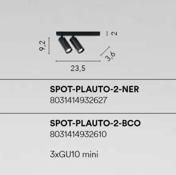 Spot in metallo orientabili bianco o nero attacco MINIGU10 vari modelli PLAUTO