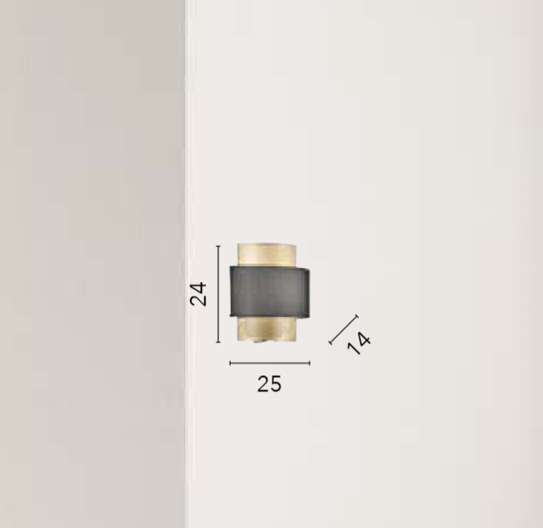Applique in metallo con diffusore nero-oro attacco 1XE27 non incl. LOUNGE