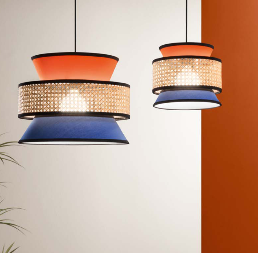 Sospensione con paralumi in materiali naturali colorati 1XE27 non incl. GAZEBO