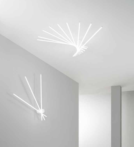 Plafoniera LED bacchette in alluminio bianco-nero con diffusore opale 66W 9450LM 3000-4000°k SHANGHAI-PL9