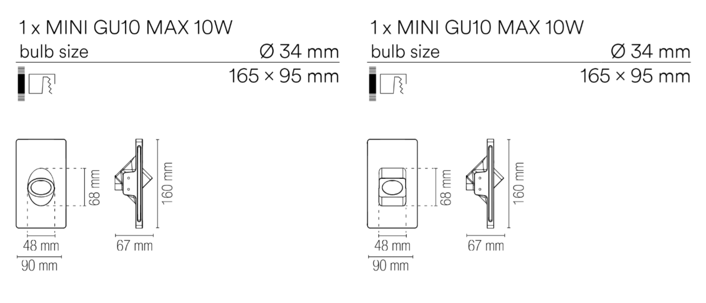Incasso in gesso verniciabile tondo-quadrato attacco 1x MINI GU10 non incl. ESTRO