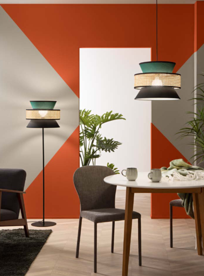 Sospensione con paralumi in materiali naturali colorati 1XE27 non incl. GAZEBO