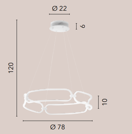 Sospensione LED in alluminio bianco e diffusori in silicone 61.5W 5530LM 4000°k INFINITY-S80