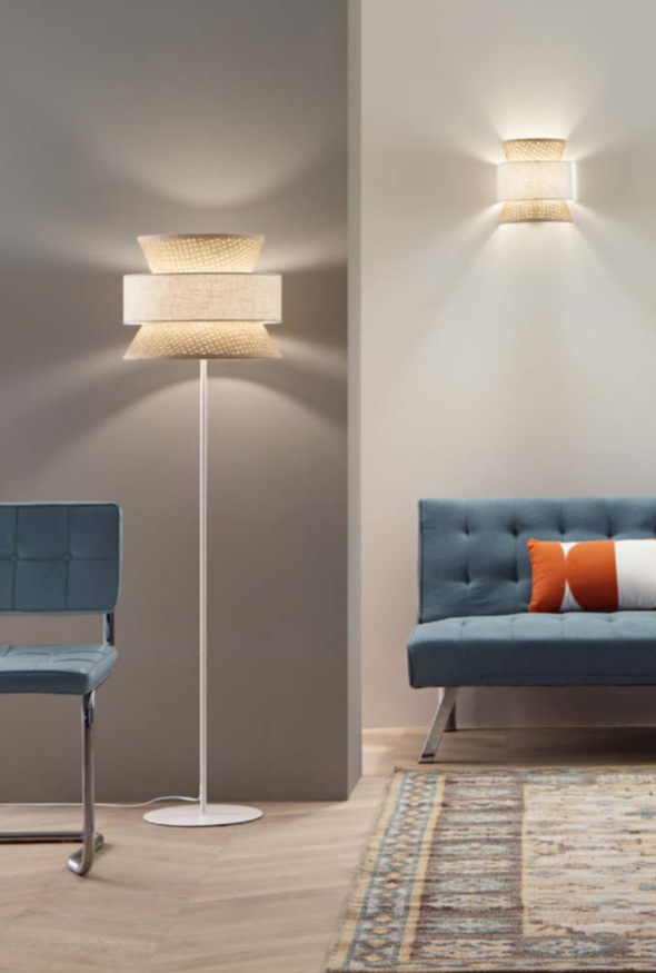 Piantana con paralume in materiale naturale con dettagli colorati 1XE27 non incl. GAZEBO