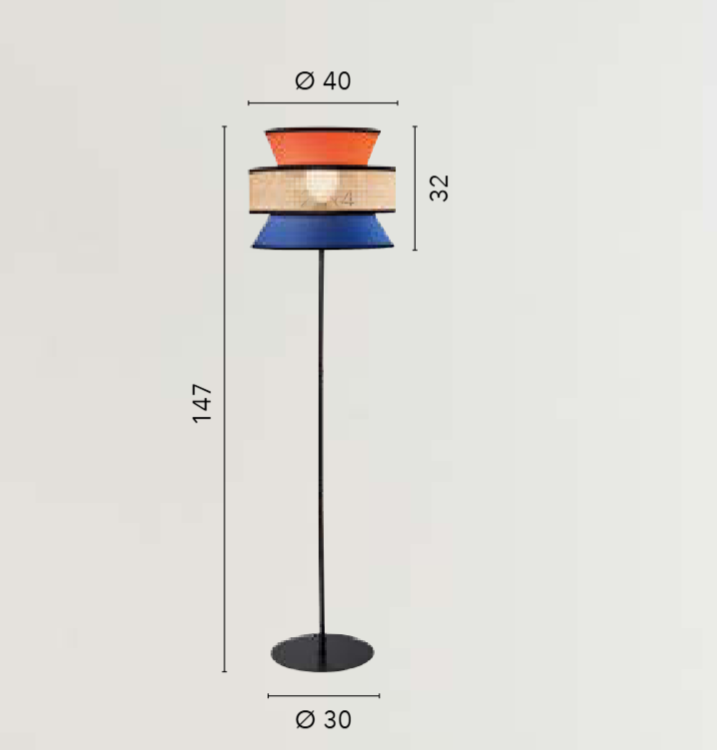 Piantana con paralume in materiale naturale con dettagli colorati 1XE27 non incl. GAZEBO