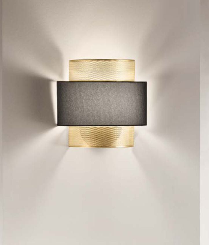 Applique in metallo con diffusore nero-oro attacco 1XE27 non incl. LOUNGE