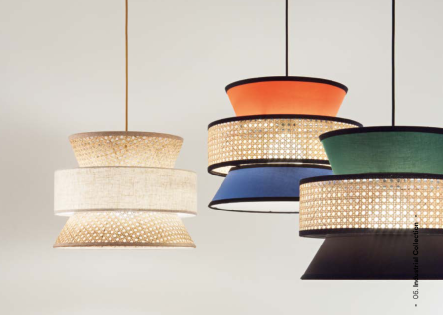 Sospensione con paralumi in materiali naturali colorati 1XE27 non incl. GAZEBO