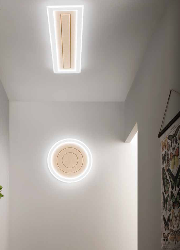 Pannello LED in alluminio diffusore acrilico fonoassorbente beige-grigio 40W 5000 LM CCT varie forme AUX
