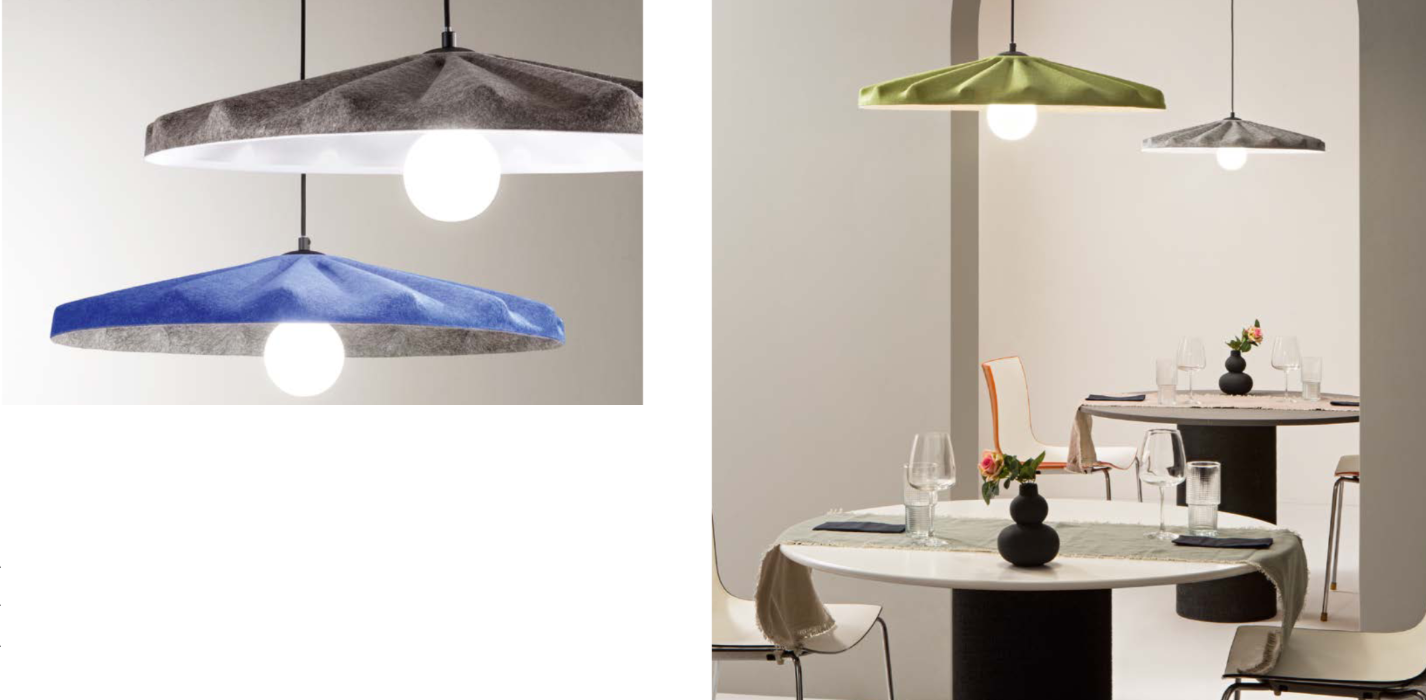 Sospensione in feltro D.69cm nelle varianti grigio-blu-verde 1XE27 non incl. WIMBLEDON