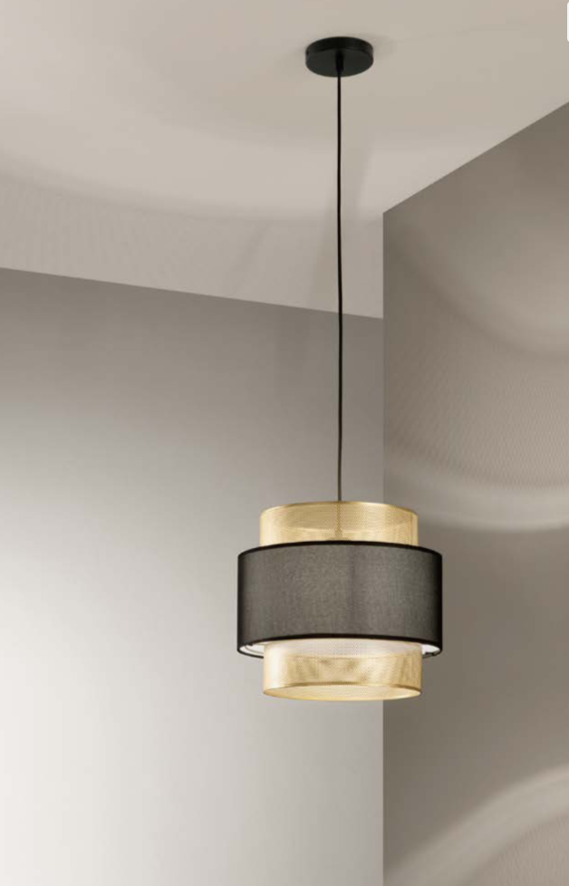 Sospensione in metallo e diffusori nero-oro varie misure LOUNGE