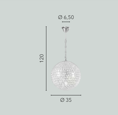 Sospensione in cristalli K9 metallo cromo D.35cm 5XG9 PLANET