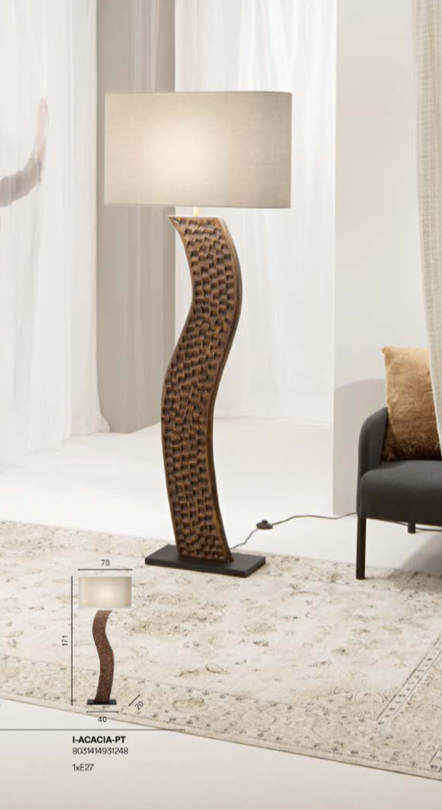 Piantana in legno con decoro effetto nido d'ape 1XE27 non incl ACACIA