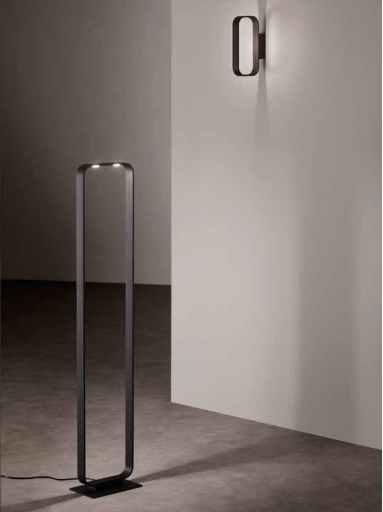 Piantana LED in alluminio con finitura moka goffrato mini diffusori in acrilico 2X8W 1120LM 3000-4000°k MOKA-PT