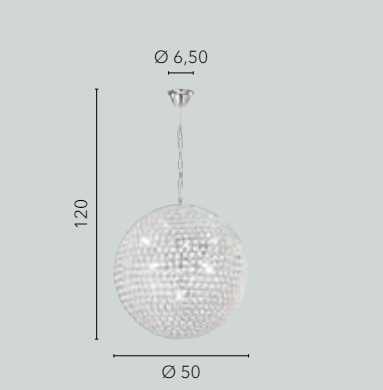 Sospensione in cristalli K9 metallo cromo D.50cm 9XG9 PLANET