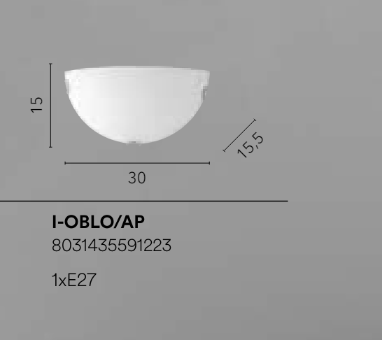 Applique in vetro bianco satinato 2XE27 non incl. OBLO