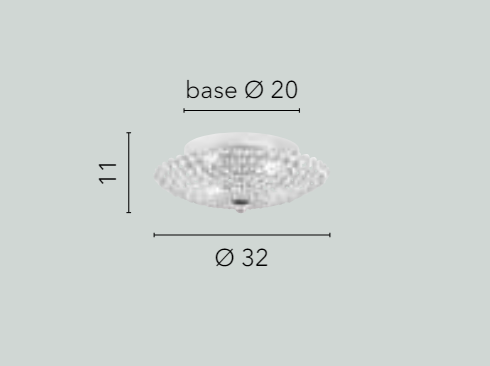 Plafoniera in cristalli K9 metallo cromo D.32cm 4XG9 PLANET