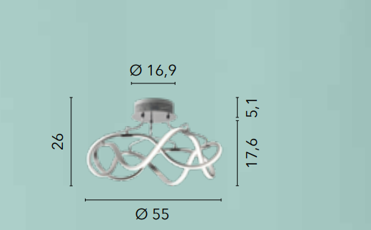 Plafoniera LED linee intrecciate in alluminio nichel spazzolato con diffusore silicone 28.8W 3600LM 4000°k FLIGHT-PL55