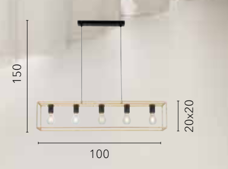 Sospensione 5 luci metallo nero e oro satinato 5XE27 non incl. KIMERA