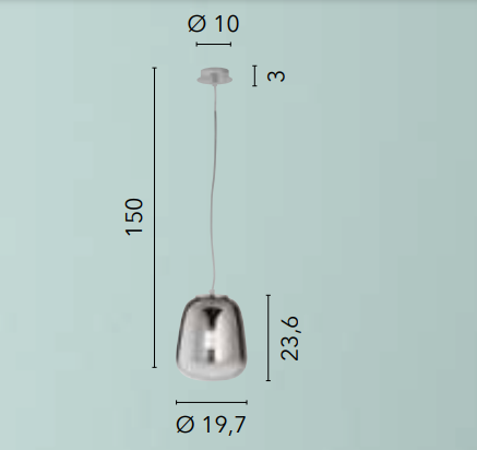 Sospensione vetro soffiato cromato sfumato struttura in metallo cromo 1XE27 non incl. SMOKE-S18