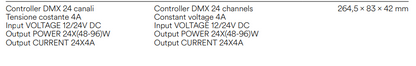 Controller DMX 24 Canali Tensione Costante 4A Input 12/24V DC Output 48-96W per Canale | DMX-24 | INTEC