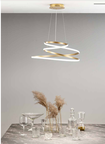 Lampadario Sospensione LED Spirale Circolare 60W CCT | Alluminio Bianco Nero Oro | Coaster S